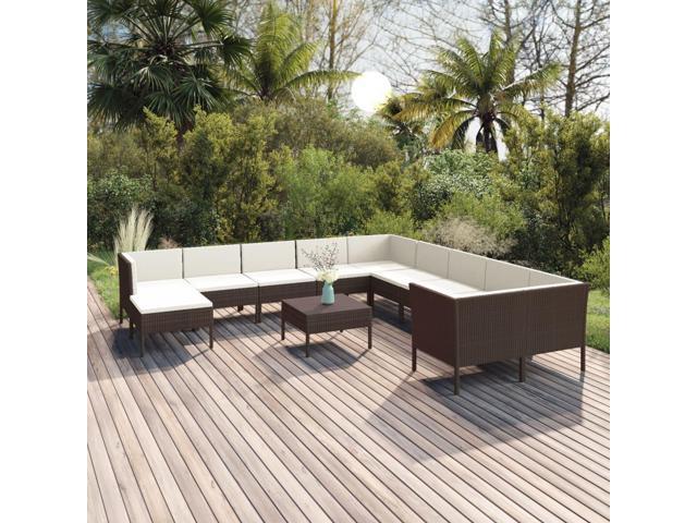 Photos - Garden Furniture VidaXL Patio Lounge Set 12 Piece Sectional Sofa for Outdoor Poly Rattan Br 