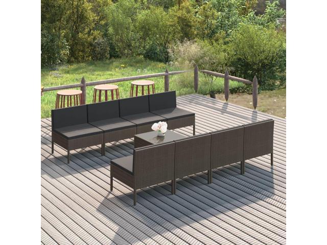 Photos - Garden Furniture VidaXL Garden Lounge Set Patio Sectional Sofa Couch 9 Piece Poly Rattan Gray 3094334 