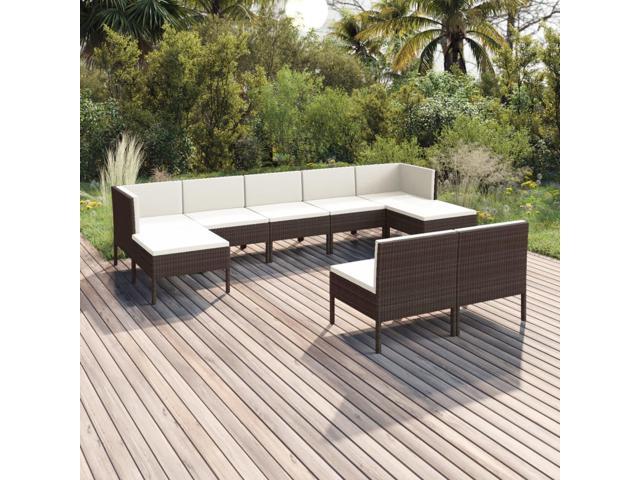 Photos - Garden Furniture VidaXL Patio Lounge Set Outdoor Sectional Sofa Set 9 Piece Poly Rattan Bro 