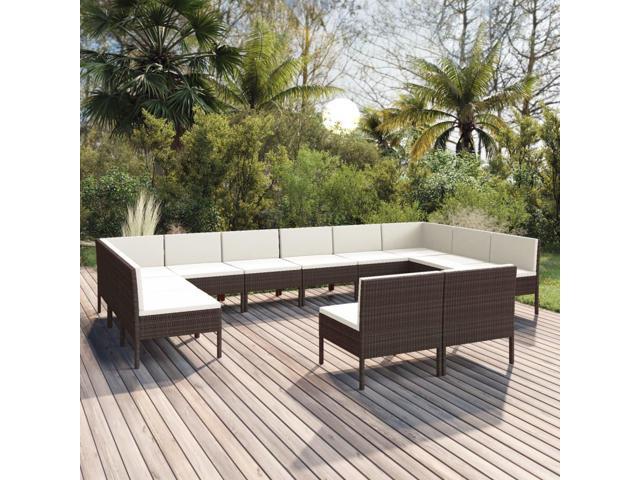 Photos - Garden Furniture VidaXL Patio Lounge Set Outdoor Sectional Sofa Set 12 Piece Poly Rattan Br 