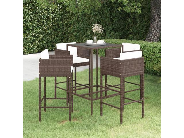 Photos - Garden Furniture VidaXL Patio Bar Set Bistro Set Bar Stool Table 5 Piece Poly Rattan Brown 3094789 