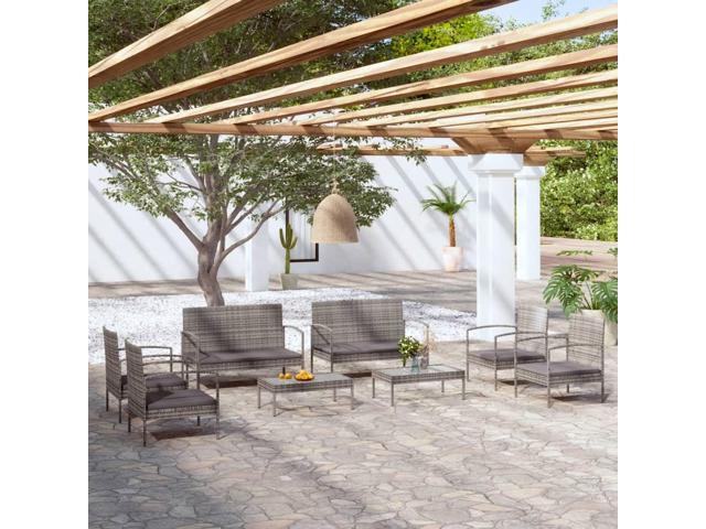 Photos - Garden Furniture VidaXL Patio Lounge Set Outdoor Sectional Sofa Set 8 Piece Poly Rattan Gra 