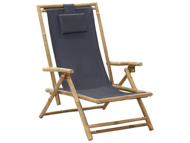 Photos - Chair VidaXL Patio Deck  Sling  with Headrest Dark Gray Bamboo and Fab 
