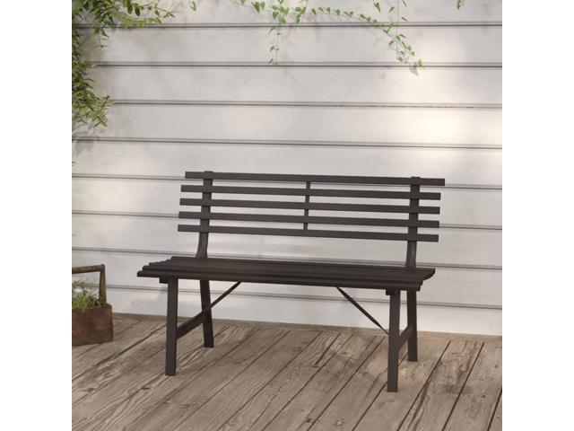 Photos - Garden Furniture VidaXL Outdoor Patio Bench Garden Porch Park Bench with Backrest Steel Bla 