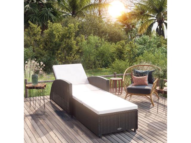 Photos - Garden Furniture VidaXL Patio Lounge Chair Sunlounger with Dark Gray Cushion Poly Rattan Gr 