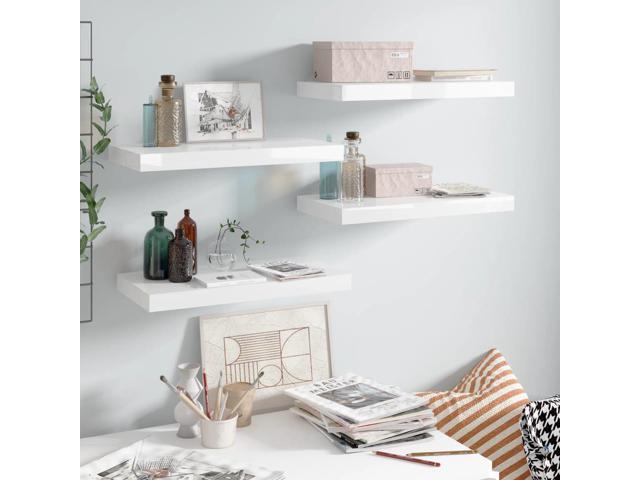Photos - Display Cabinet / Bookcase VidaXL 4x Floating Wall Shelves High Gloss White 19.7'x9.1' MDF Wall Ledge 