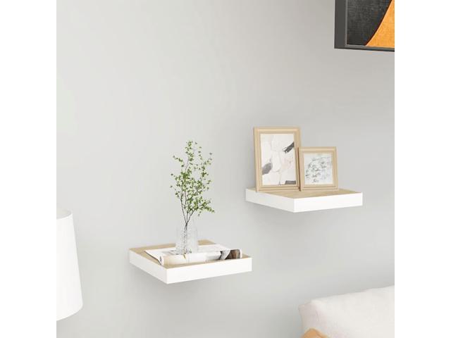 Photos - Display Cabinet / Bookcase VidaXL 2x Floating Wall Shelves Oak and White MDF Storage Display Organize 