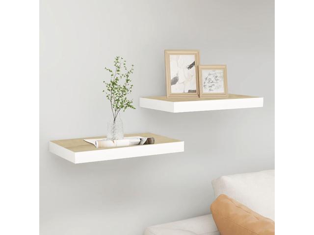 Photos - Display Cabinet / Bookcase VidaXL Floating Wall Shelf Oak and White MDF Hanging Storage Display Organ 