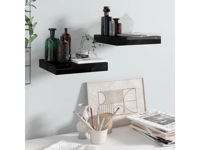 Photos - Display Cabinet / Bookcase VidaXL 2x Floating Wall Shelves High Gloss White 9.1'x9.3' MDF Wall Ledge 