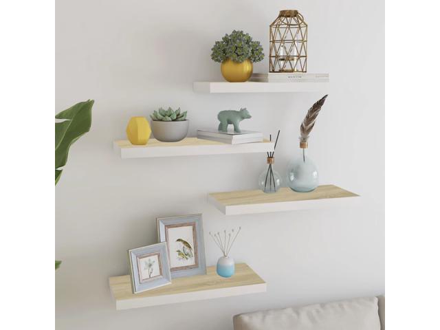 Photos - Display Cabinet / Bookcase VidaXL 4x Floating Wall Shelves Oak and White MDF Storage Display Organize 