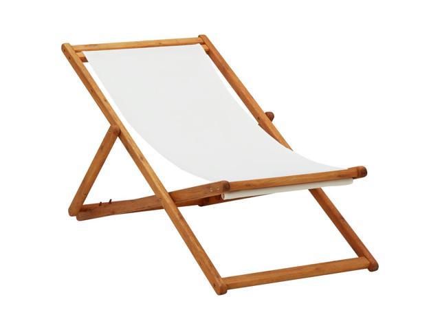 Photos - Garden Furniture VidaXL Beach Sling Patio Chair Deck Chair Eucalyptus Wood and Fabric Cream 