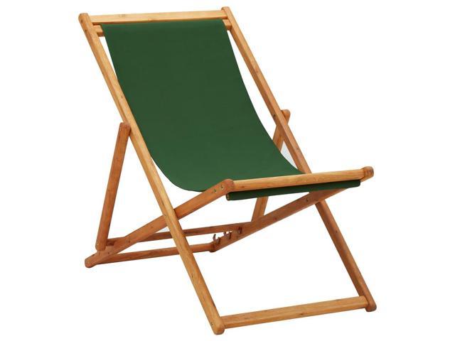 Photos - Garden Furniture VidaXL Beach Sling Patio Chair Deck Chair Eucalyptus Wood and Fabric Green 