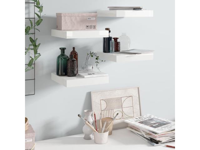 Photos - Display Cabinet / Bookcase VidaXL 4x Floating Wall Shelves High Gloss White 9.1'x9.3' MDF Wall Ledge 