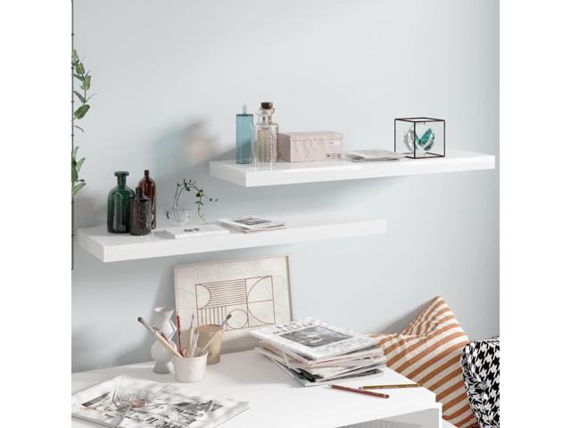 Photos - Display Cabinet / Bookcase VidaXL 2x Floating Wall Shelves High Gloss White 31.5'x9.3' MDF Wall Ledge 