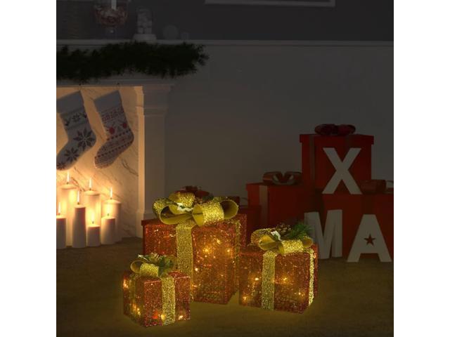Photos - Other Jewellery VidaXL Christmas Gift Boxes 3 Pcs Decorative Xmas Gift Box with LED Lights 