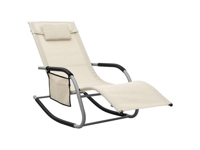 Photos - Garden Furniture VidaXL Patio Lounge Chair Outdoor Chaise Lounge Chair Textilene Cream and 
