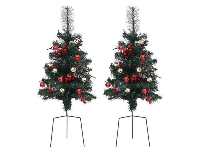 vidaXL Artificial Pathway Pre-lit Christmas Tree Xmas Tree Decoration 2 Pcs PVC