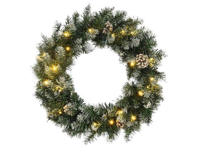 Photos - Other Jewellery VidaXL Christmas Wreath Artificial Xmas Garland with LED Lights Green PVC 