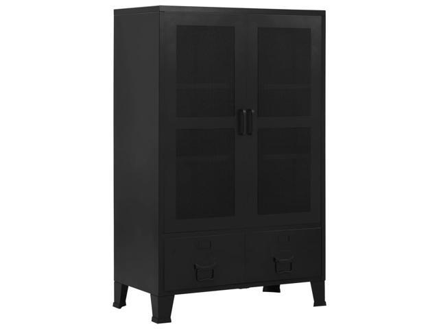vidaXL Office Cabinet File Cabinet with Mesh Doors Industrial Black Steel