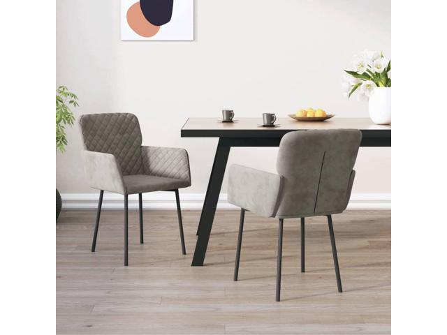 vidaXL Dining Chairs 2 Pcs Accent Chair for Living Room Light Gray Velvet