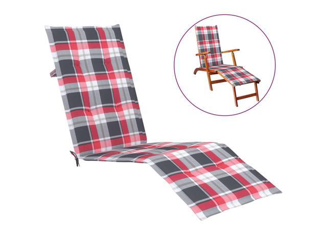 vidaXL Chair Cushion Water Repellent Deck Chair Cushion Red Check Pattern