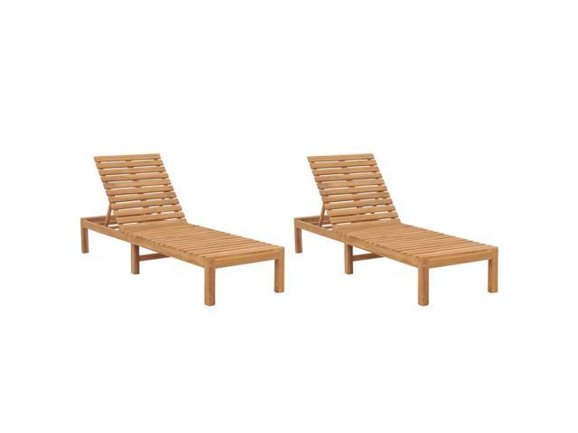 Photos - Garden Furniture VidaXL 2x Solid Wood Teak Sun Loungers Patio Garden Outdoor Seat Furniture 