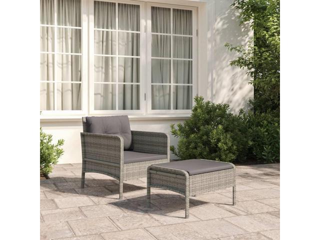 Photos - Garden Furniture VidaXL Patio Furniture Set 2 Piece Outdoor Chair with Cushions Gray Poly R 