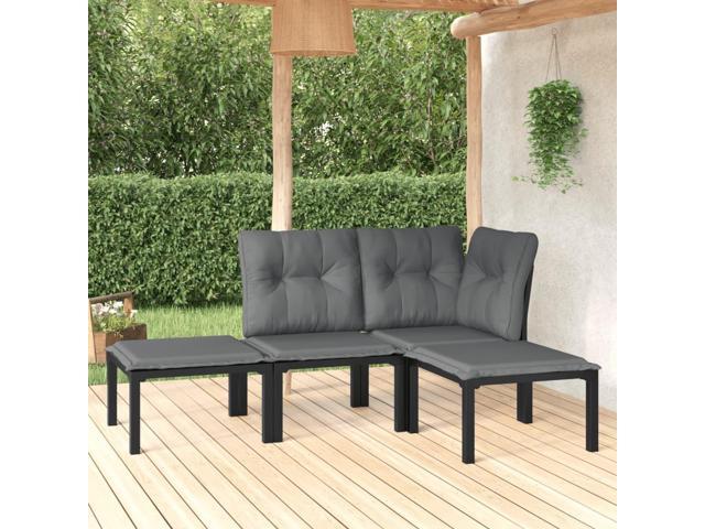 Photos - Garden Furniture VidaXL Patio Lounge Set 4 Piece Sectional Sofa Set Black and Gray Poly Rat 