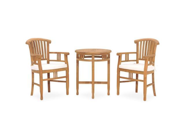 Photos - Garden Furniture VidaXL Solid Teak Wood Patio Dining Set with Cushions 3 Piece Table Chair 