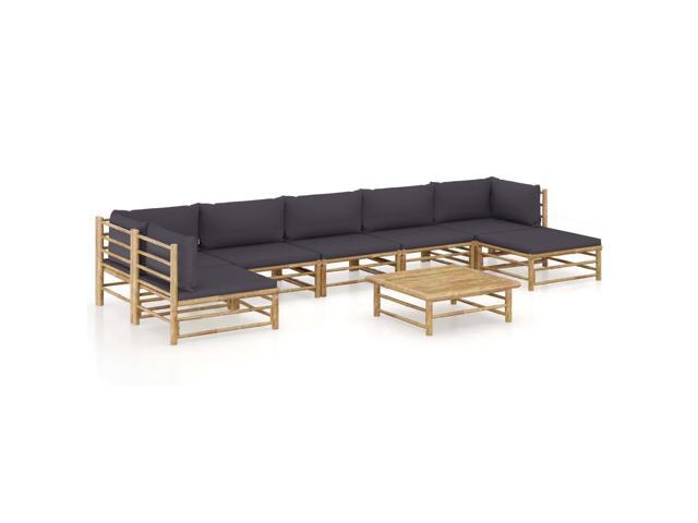 Photos - Garden Furniture VidaXL Patio Lounge Set 8 Piece with Dark Gray Cushions Bamboo Garden Seat 
