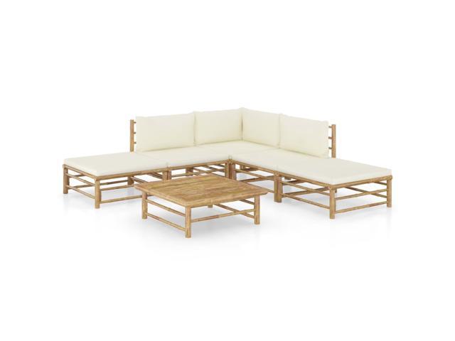 Photos - Garden Furniture VidaXL Patio Lounge Set 6 Piece with Cream White Cushions Bamboo Garden Se 