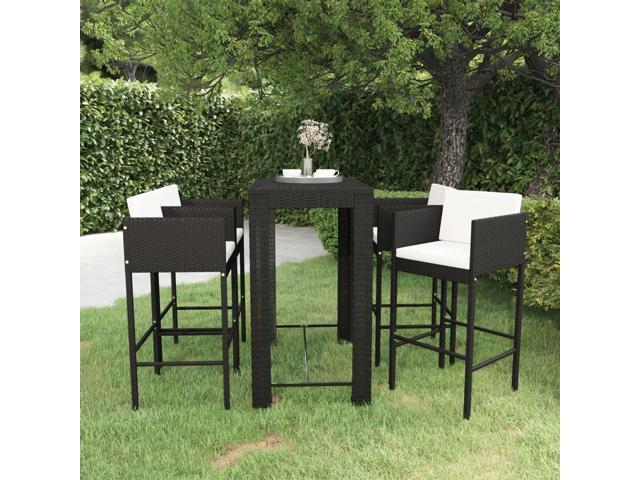 Photos - Garden Furniture VidaXL Patio Bar Set 5 Piece with Cushions Poly Rattan Black Garden Chair 3094784 