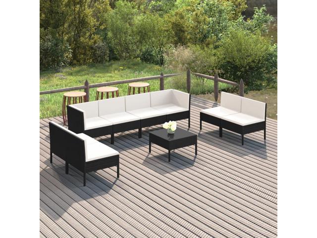 Photos - Garden Furniture VidaXL Patio Lounge Set Outdoor Sectional Sofa Set 9 Piece Poly Rattan Bla 