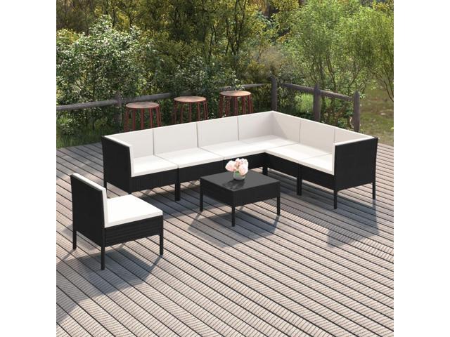 Photos - Garden Furniture VidaXL Patio Lounge Set 8 Piece with Cushions Poly Rattan Black Garden Sof 