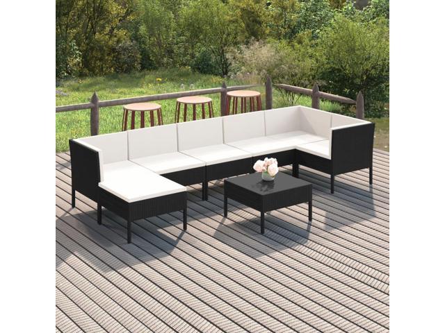 Photos - Garden Furniture VidaXL Patio Lounge Set Outdoor Sectional Sofa Set 8 Piece Poly Rattan Bla 