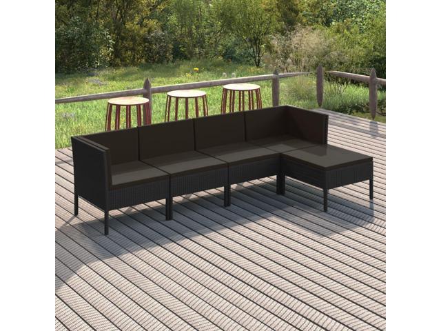 Photos - Garden Furniture VidaXL Patio Lounge Set Outdoor Sectional Sofa Set 5 Piece Poly Rattan Bla 