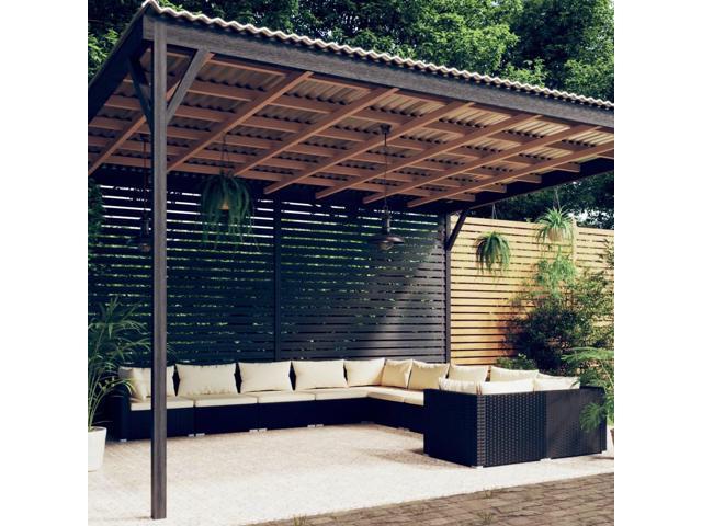 Photos - Garden Furniture VidaXL Patio Lounge Set 10 Piece with Cushions Poly Rattan Black Garden Se 