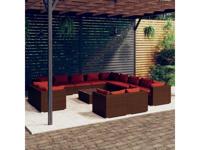 Photos - Garden Furniture VidaXL Patio Lounge Set Outdoor Sectional Sofa 14 Piece Brown Poly Rattan 