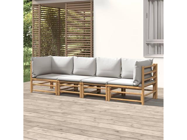 Photos - Garden Furniture VidaXL Patio Furniture Set 4 Piece Lounge Set with Light Gray Cushions Bam 