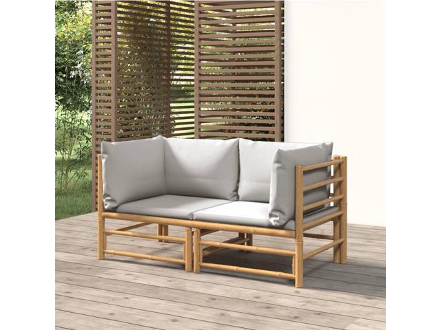 Photos - Garden Furniture VidaXL Patio Loveseats 2 Pcs Sectional Sofa with Light Gray Cushions Bambo 