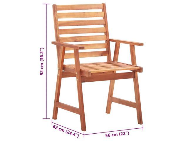 vidaXL Patio Dining Chairs 2 Pcs Outdoor Chair with Cushions Solid Wood Acacia