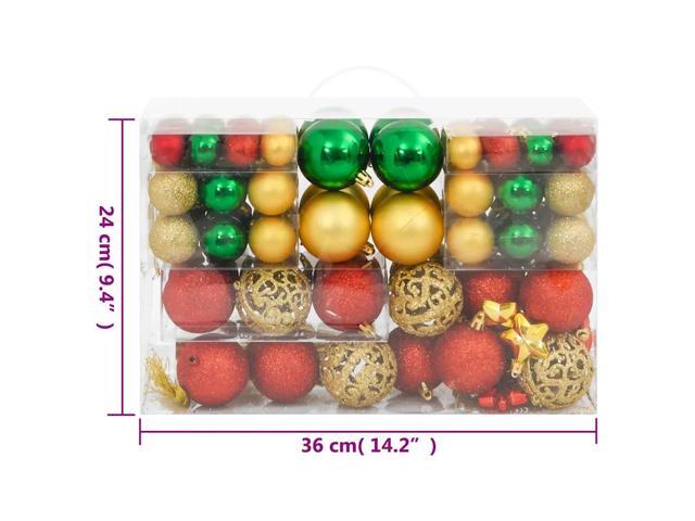 vidaXL Christmas Decoration Bauble Set 112 Piece Red / Green / Gold Polystyrene