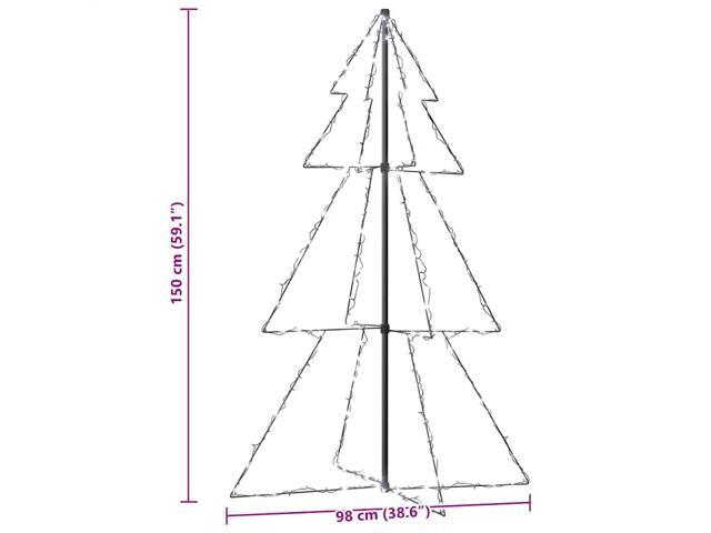 vidaXL Christmas Cone Tree Artificial Xmas Tree with LEDs Christmas Lighting