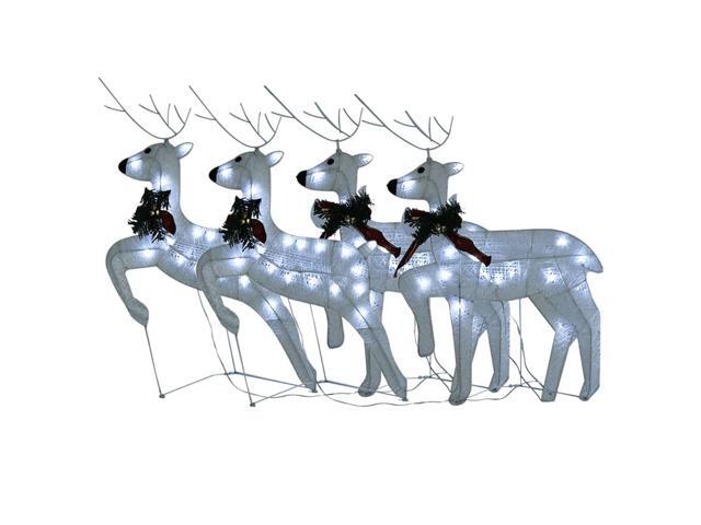 vidaXL Christmas Reindeers 4 Pcs Christmas Lighting Display with 80 LEDs White