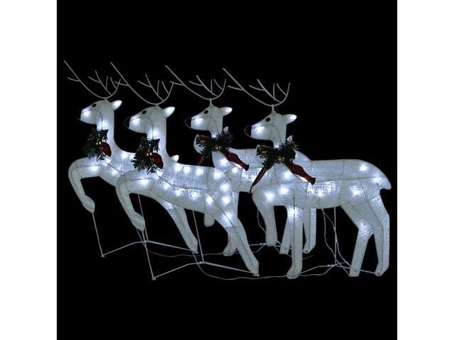 vidaXL Christmas Reindeers 4 Pcs Christmas Lighting Display with 80 LEDs White