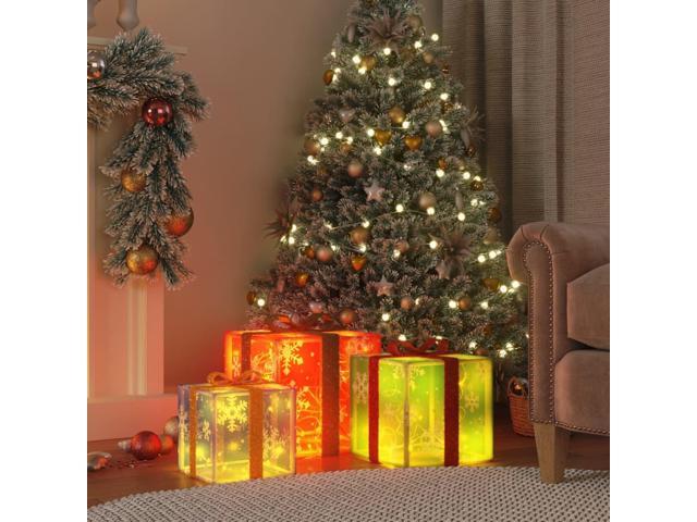Photos - Other Jewellery VidaXL Christmas Decoration 3 Pcs Christmas Lighted Gift Box 64 LEDs Warm 