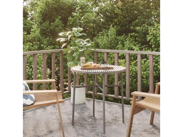 Photos - Garden Furniture VidaXL Patio Table Outdoor Side Table for Garden Porch Balcony Gray Poly Rattan 317176 