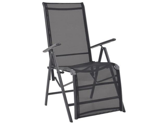 vidaXL Outdoor Chair Outdoor Reclining Deck Chair Aluminum and Textilene Black