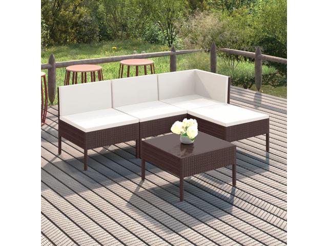 Photos - Garden Furniture VidaXL Patio Lounge Set Outdoor Sectional Sofa Set 5 Piece Poly Rattan Brown 3094363 