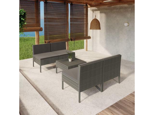 Photos - Garden Furniture VidaXL Garden Lounge Set Patio Sectional Sofa Couch 5 Piece Poly Rattan Gray 3094310 